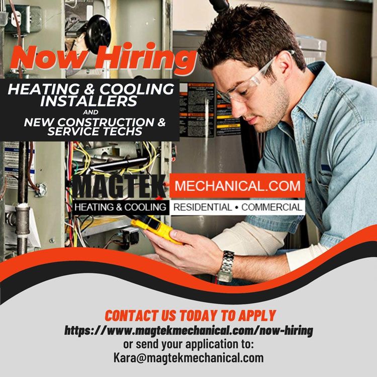 Now Hiring: Heating & Cooling Installers and New Construction & Service Techs